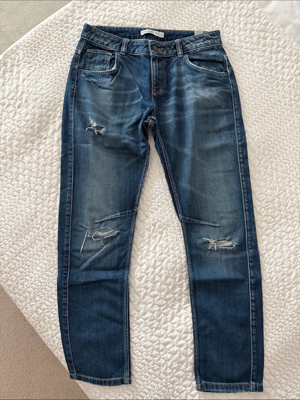 ZARA Distressed Dark Blue Jeans